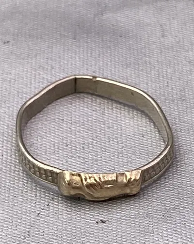 Venskabs ring af sterlingsølv (hænderne er af guld)
