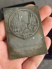 Sjælden original plakette fra tysk Radballändertreffen i 1942 hvor Danmark har stillet op