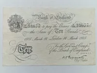 Original “falsk” ti punds pengeseddel trykt i kz-lejren Sachenhausen under operation “Bernhard”