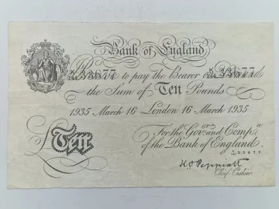Original “falsk” ti punds pengeseddel trykt i kz-lejren Sachenhausen under operation “Bernhard”
