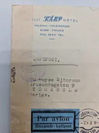 Originalt finsk brev sendt til Sverige - ww2