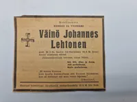 Original finsk dødsannonce - ww2