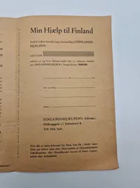 Originalt hæfte fra Finlandshjælpen - ww2