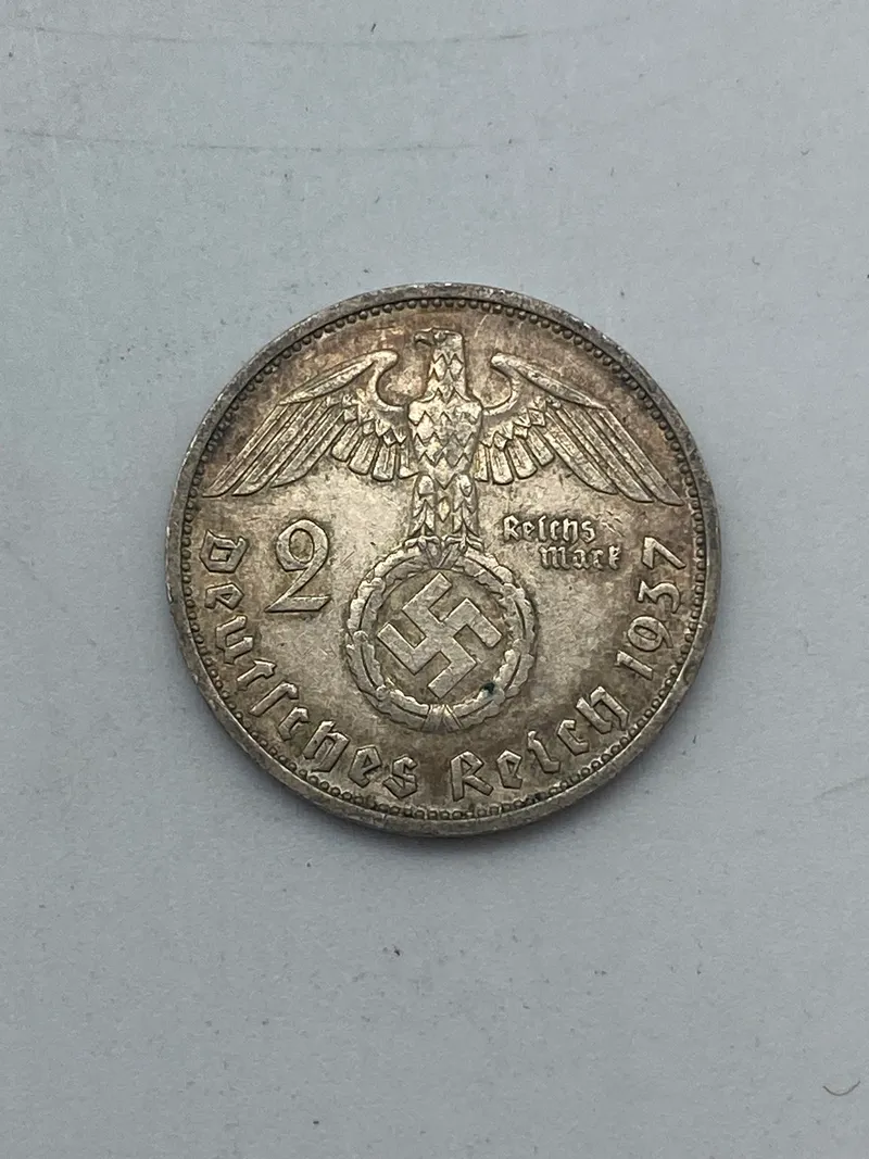 Original tysk 2 Reichmark fra 1937 - af sølv