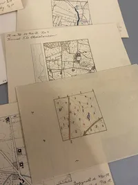 Samling tegninger lavet af dansk soldat  - bl.a. optegnelser over forsvarsstillinger WW1