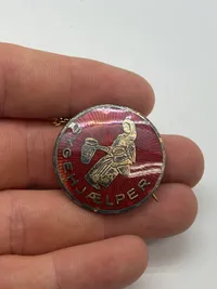 Originalt dansk sygehjælper mærke - sterlingsølv med emalje