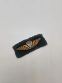 Dansk faldskærmsvinge af stof & sjælden miniature nål