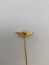 Dansk faldskærmsvinge af stof & sjælden miniature nål