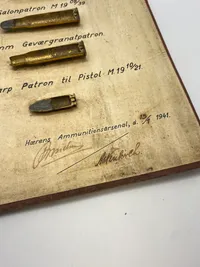 Ekstremt sjælden undervisnings tavle for dansk gevær 89 ammunition 8x58RD