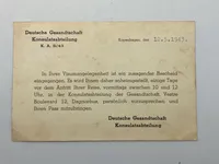 Originalt brev afsendt 1943 fra Dagmarhus til dansk borger i Holte mhp visum