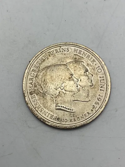 Original sølvjubilæums mønt - Dronning Margrethes og Prins Henriks bryllup 1967