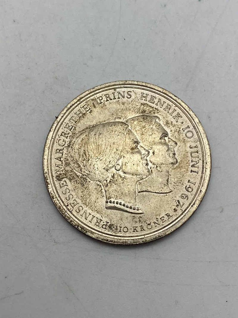 Original sølvjubilæums mønt - Dronning Margrethes og Prins Henriks bryllup 1967