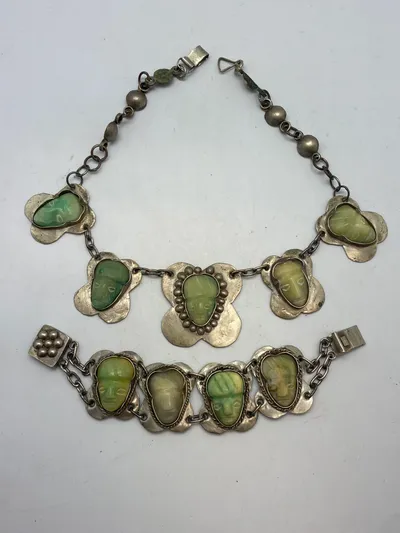 Mexicansk halskæde og armbånd - Indlæg er jade