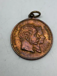 Originalt erindringstegn for det danske kongepars guldbryllup den 26 maj 1892