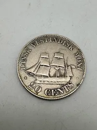 Original 20 cent - dansk vestindisk mønt - 1878 (sølv)