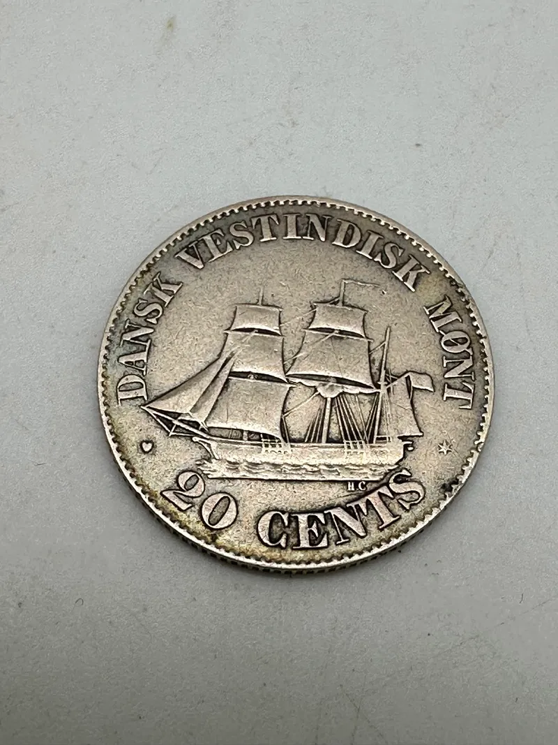 Original 20 cent - dansk vestindisk mønt - 1878 (sølv)