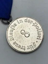 Original tysk medalje for 8 års tro tjeneste i politiet