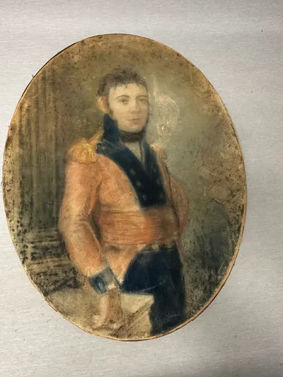 Originalt stor pestel tegning af Dansk officer fra Englandskrigene