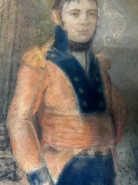 Originalt stor pestel tegning af Dansk officer fra Englandskrigene