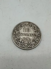 Original dansk 16 skilling - 1856 af sølv