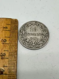 Original dansk 16 skilling - 1856 af sølv