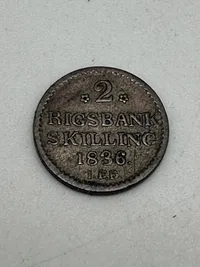 Original 2 skilling af sølv 1836 - dansk