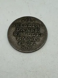Original 4 skilling sølvmønt - 1807 - dansk