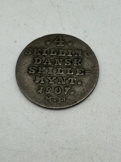 Original 4 skilling sølvmønt - 1807 - dansk
