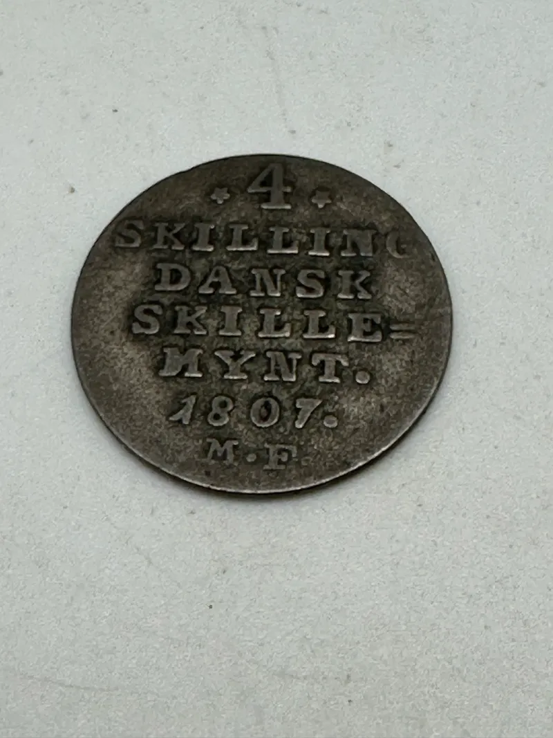 Original 4 skilling sølvmønt - 1807 - dansk
