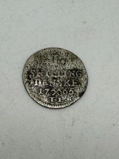 Original 1 skilling sølvmønt - 1765 - dansk