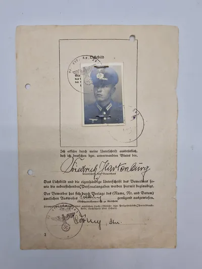 Original tysk raceattest med billede