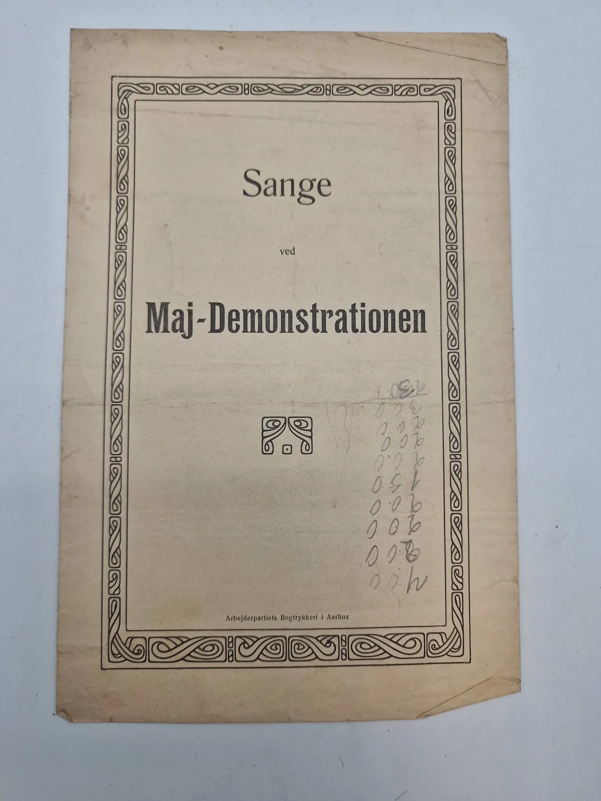 Sange ved maj demonstrationen - originalt hæfte