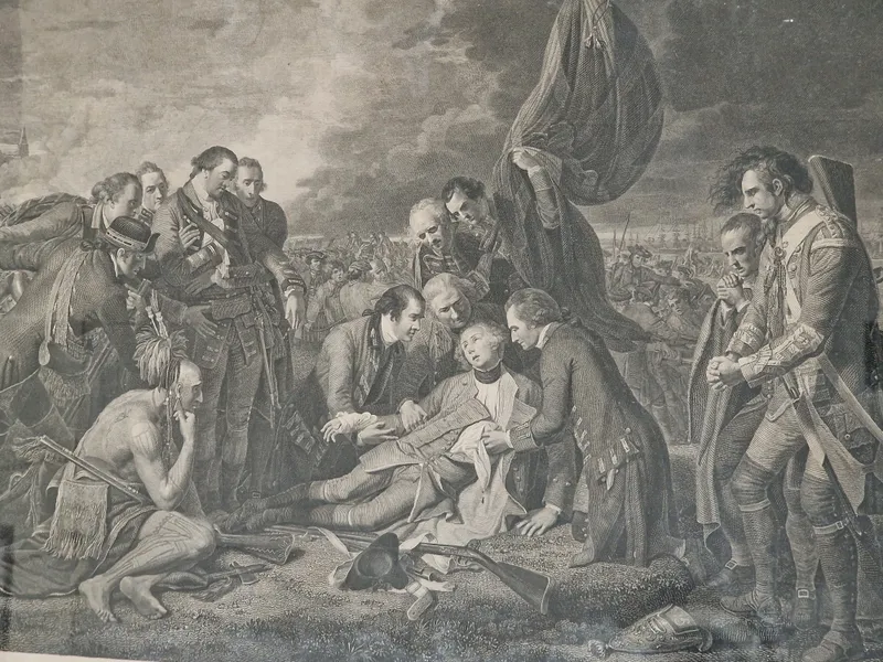The death of General Wolfe / painted by B. West, historical painter to His Majesty ; engraved by Wm. Woollett, engraver to His Majesty