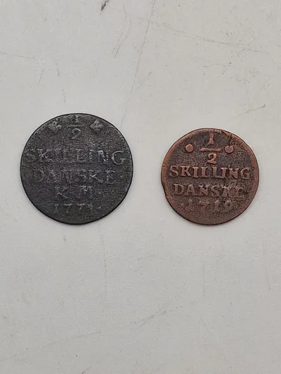 Originale skillings mønter - 1771 og 1719