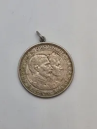Original 2 kr 1923 erindringsmøntaf sølv - lavet som vedhæng