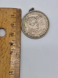 Original 2 kr 1923 erindringsmøntaf sølv - lavet som vedhæng