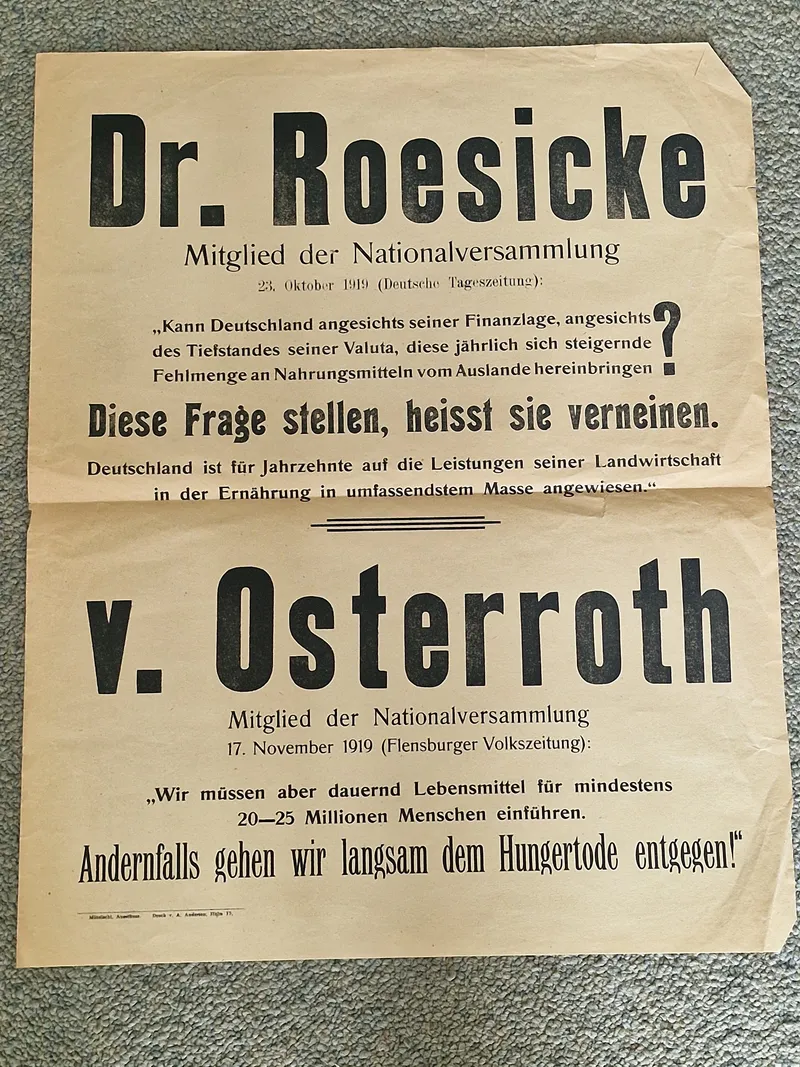 Ekstremt sjælden original Valgplakat fra genforeningen i 1920