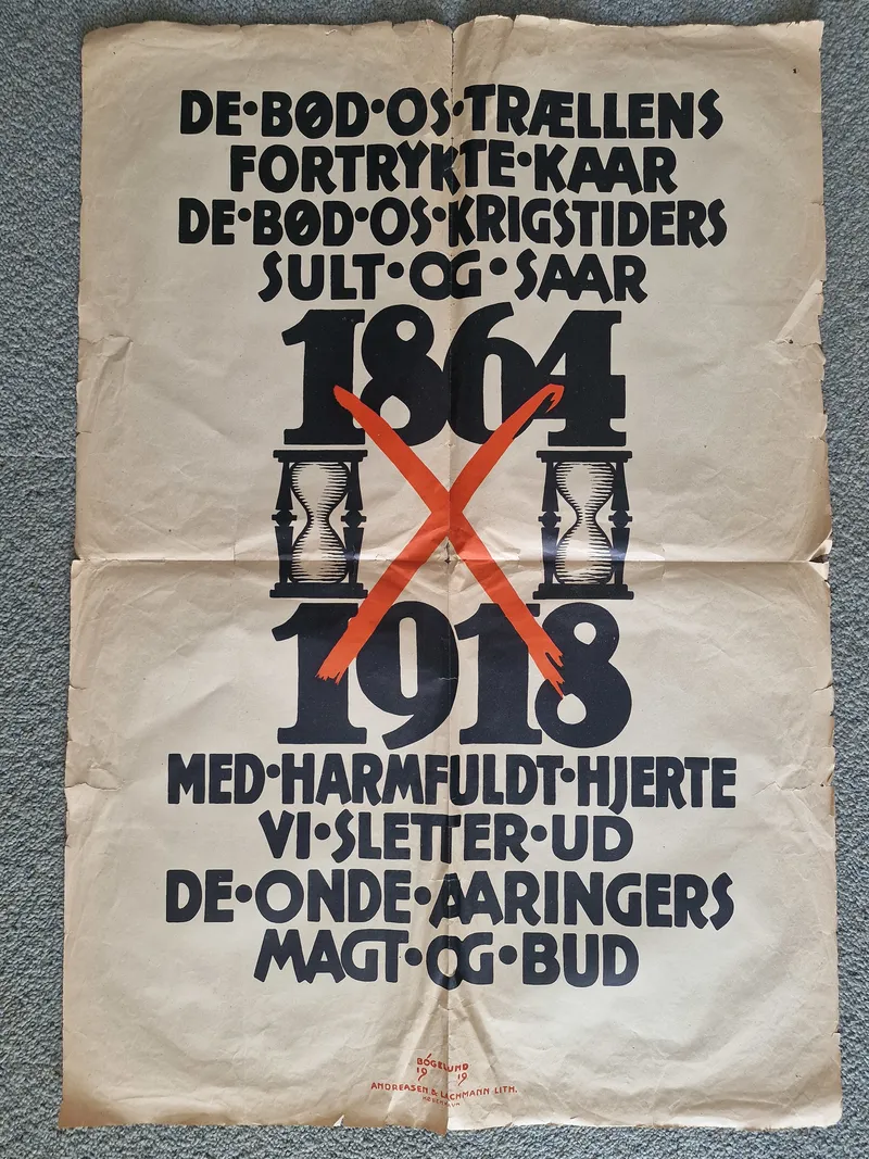 Ekstremt sjælden original Valgplakat fra genforeningen i 1920 (Stor)