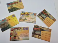 Samling souvenir fotos fra diverse steder i Amerika fra 40-erne