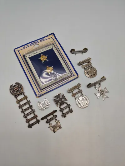 Lot originale amerikanske badges - flere af sterlingsølv
