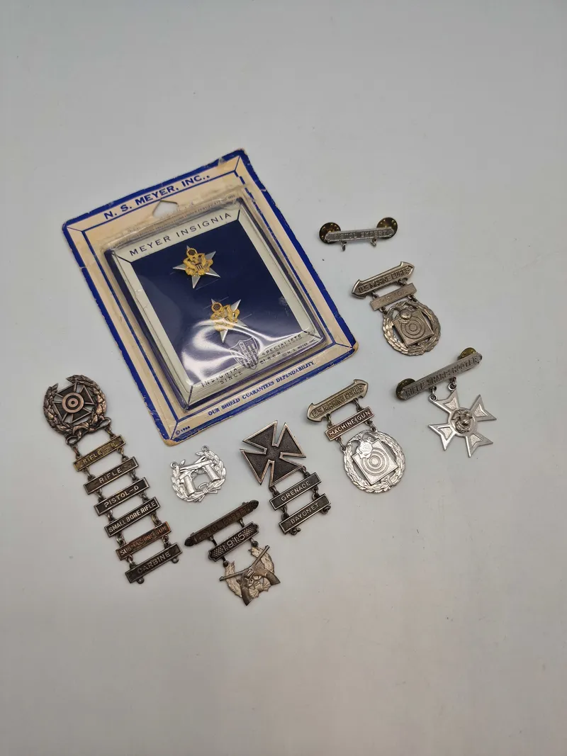 Lot originale amerikanske badges - flere af sterlingsølv