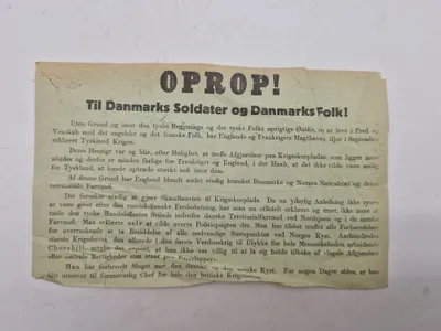 Originalt tysk nedkastet Oprop fra 9.april 1940