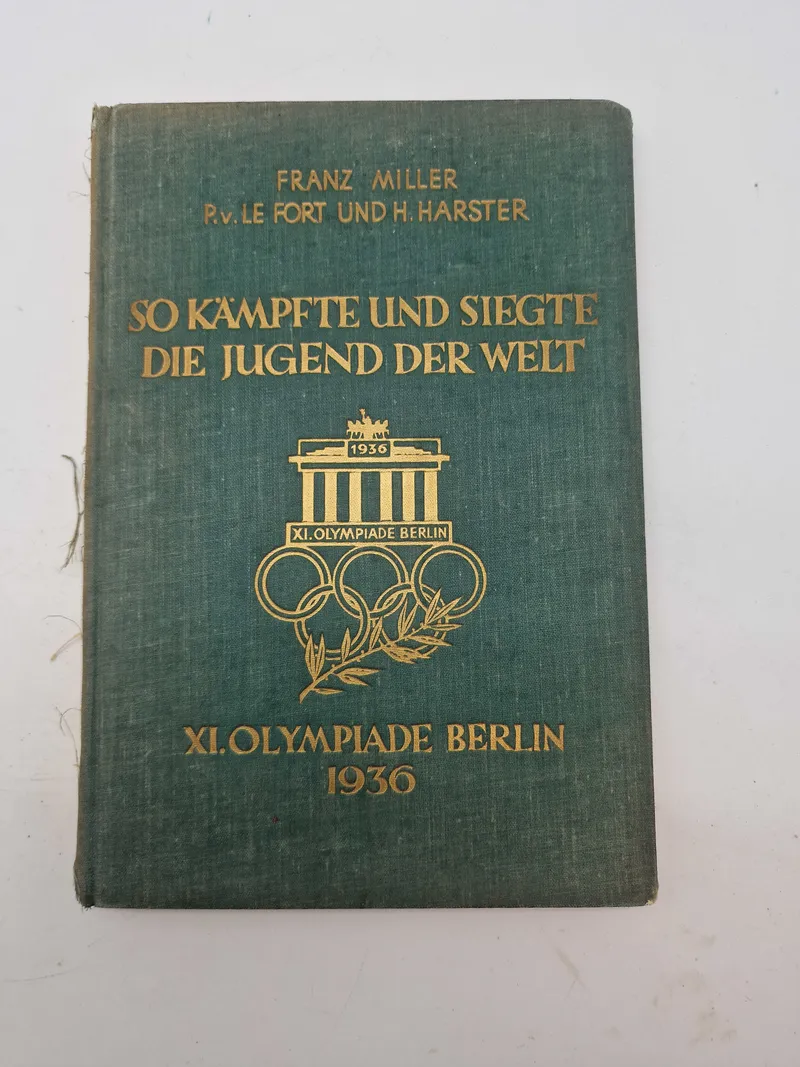 Original tysk bog fra olympiaden i 1936 med hilsen til dansk mand i Flensburg
