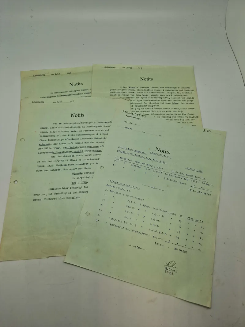 Samling originale notitser fra Rigspolitiet (ww2)