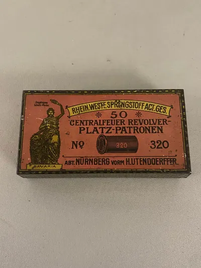Original ældre metalæske til revolver ammunition