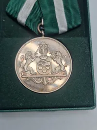 Original dansk politi medalje, sterlingsølv, i æske