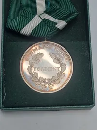 Original dansk politi medalje, sterlingsølv, i æske