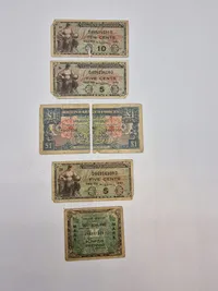 Samling originale militære pengesedler