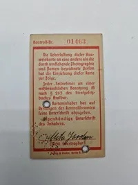 Originalt tysk ww2 id fra Berliner Zoo 1943