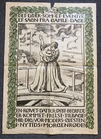 Ekstremt sjælden original valgplakat fra Genforeningen i 1920